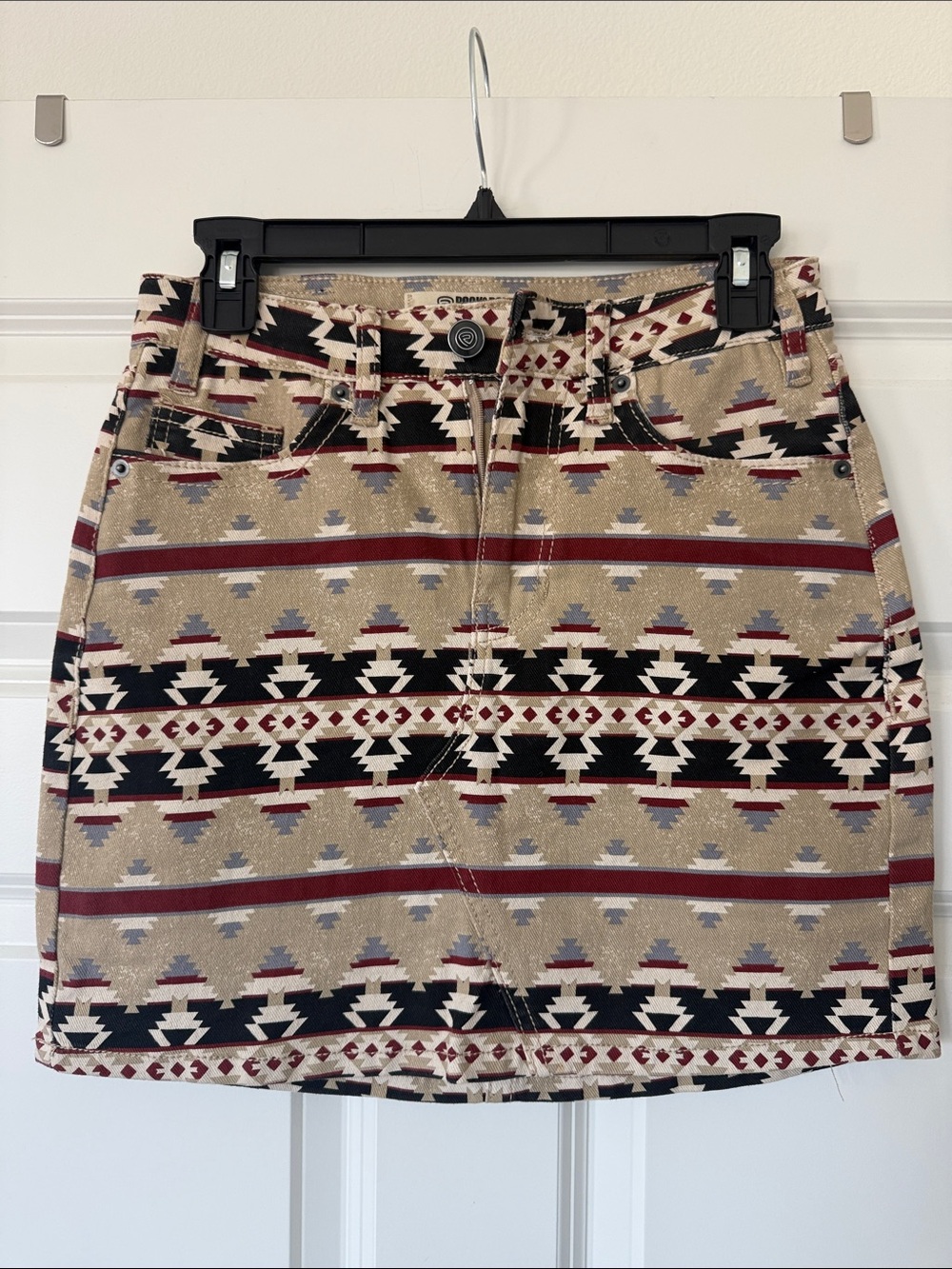Rock & Roll denim Tan Aztec Print Mini Skirt